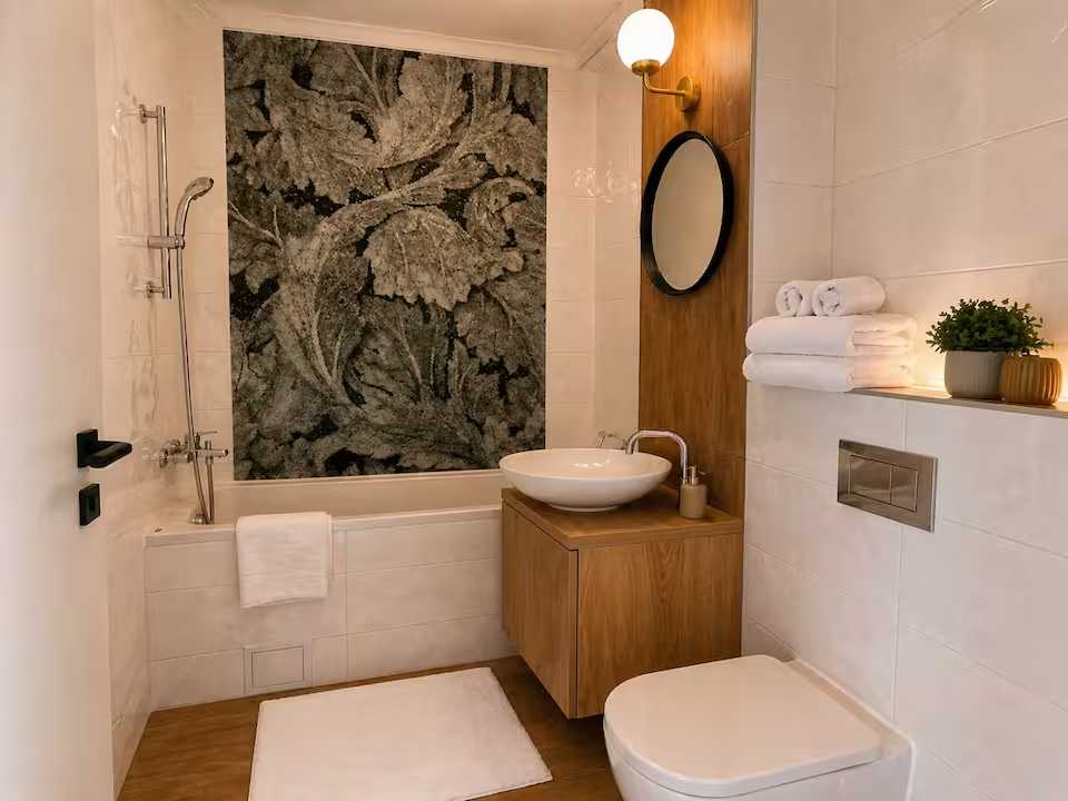 O baie cu toaletă, chiuvetă și duș — apartament în Oradea